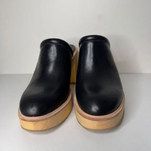 NWOB Dolce Vita Camdin Black Leather Mule Clog Platform Heel | Size 9.5 - Picture 4 of 10